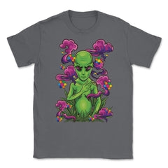 Alien Hippie Smoking Marijuana Hilarious Groovy Art print Unisex - Smoke Grey