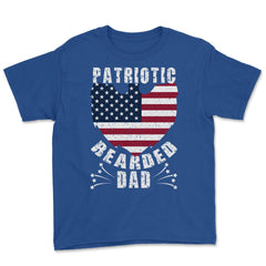 Patriotic Bearded Dad 4th of July Dad Patriotic Grunge design Youth - Royal Blue
