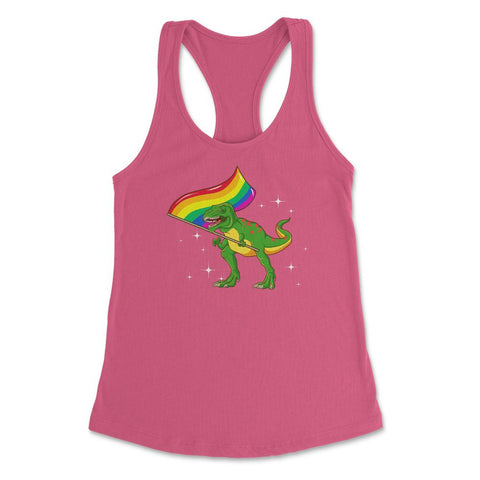T-Rex Dinosaur with Rainbow Pride Flag Funny Humor Gift design - Hot Pink