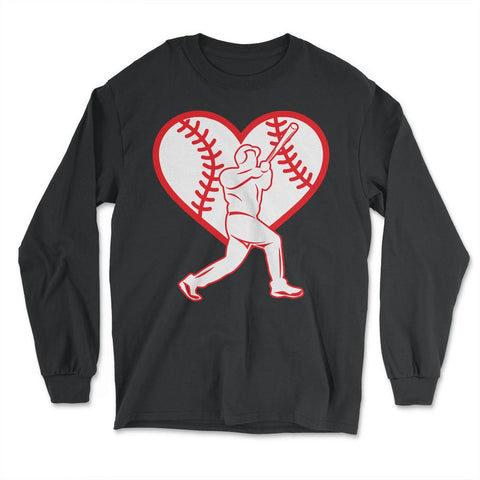 Baseball Heart Batter Baseball Lover Fan Coach Player product - Long Sleeve T-Shirt - Black