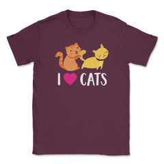 Funny I Love Cats Heart Cat Lover Pet Owner Cute Kitten product - Maroon