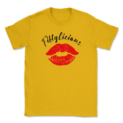 Fiftylicious 50th Birthday Kissing Lips 50 Years Old design Unisex - Gold