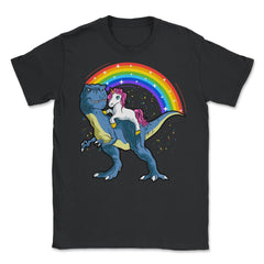 Unicorn Riding a T-Rex Dinosaur Funny Humor product Unisex T-Shirt - Black