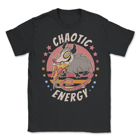 Chaotic Energy Opossum Funny Possum Eating Pizza design - Unisex T-Shirt - Black