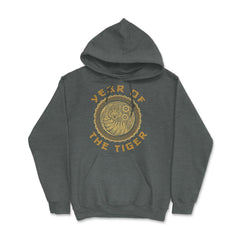 Year of the Tiger 2022 Chinese Golden Color Tiger Circle design Hoodie - Dark Grey Heather