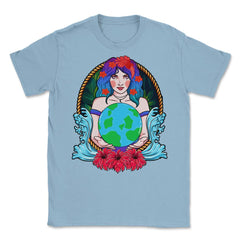 Mother Earth Guardian Holding the Planet Gift for Earth Day graphic - Light Blue