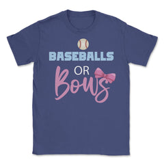 Funny Baseball Or Bows Baby Boy Or Girl Cute Gender Reveal graphic - Purple