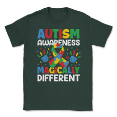 Autism Awareness Magically Different graphic Unisex T-Shirt - Forest Green