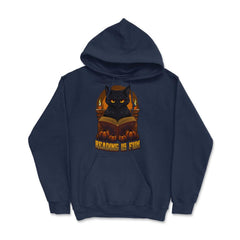 Gothic Black Cat Reading Witchcraft Book Dark & Edgy product - Hoodie - Navy