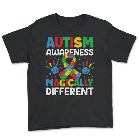 Autism Awareness Magically Different graphic Youth Tee - Black