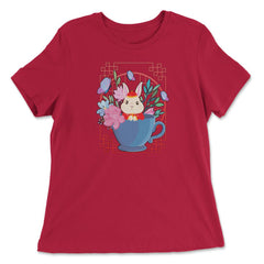 Chinese New Year Rabbit 2023 Rabbit in a Teacup Chinese print - Women's Relaxed Tee - Red