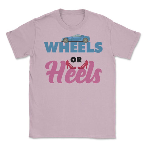 Funny Gender Reveal Announcement Wheels Or Heels Boy Or Girl product - Light Pink