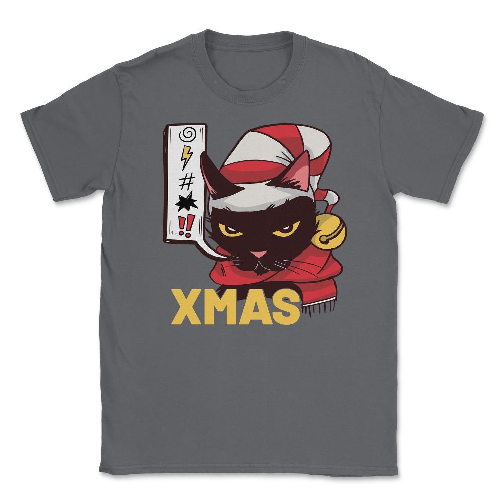 I Hate Christmas Funny Cute Angry Black Cat Face Pun Meme design