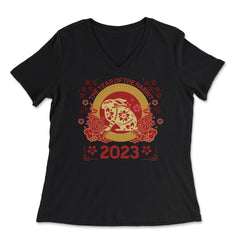 Chinese New Year The Year of the Rabbit 2023 Chinese product - Women's V-Neck Tee - Black