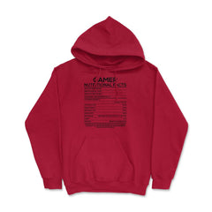 Funny Gamer Nutritional Facts Video Gaming Humor Gamers graphic Hoodie - Red
