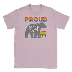 Rainbow Pride Flag Bear Proud Dad and Gay Cub graphic Unisex T-Shirt - Light Pink
