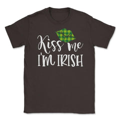 Kiss Me I’m Irish Green Lips Saint Patrick’s Day Women graphic Unisex - Brown
