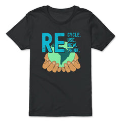 Recycle Reuse Renew Rethink Earth Day Environmental print - Premium Youth Tee - Black