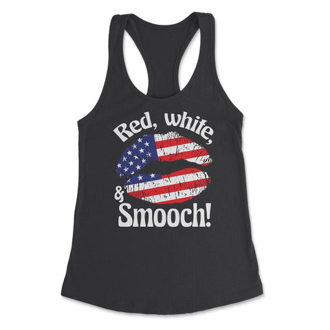 4th of July Red, white, and Smooch! Funny Patriotic Lips print - Black