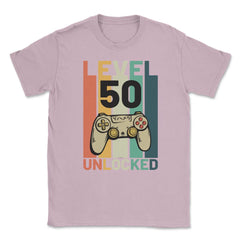 Funny 50th Birthday Vintage Gamer Level 50 Unlocked graphic Unisex - Light Pink