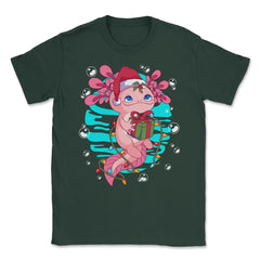 Axolotl Christmas with Santa’s Hat & Wrapped in Lights product Unisex - Forest Green