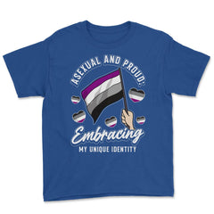 Asexual and Proud: Embracing My Unique Identity design Youth Tee - Royal Blue