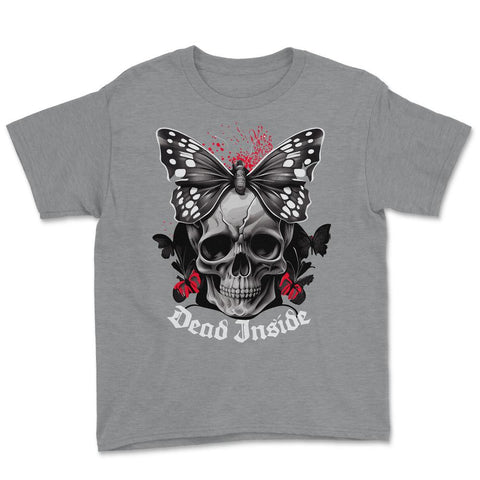 Floral Butterfly Skull Aesthetic Dead Inside Goth Skull product Youth - Grey Heather