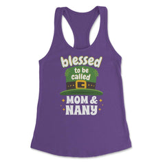 Blessed to be Called Mom & Nany Leprechaun Hat Saint Patrick graphic - Purple