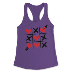 Tic Tac Toe Valentine's Day XOXO Hearts & Crosses design Women's - Purple