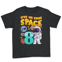 Science Birthday Astronaut & Planets Science 8th Birthday design - Youth Tee - Black