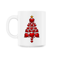 Christmas Tree Hearts For Her Funny Matching Xmas print - 11oz Mug - White