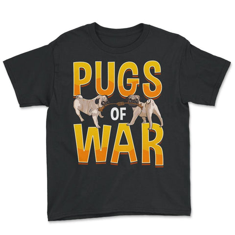 Funny Pug of War Pun Tug of War Dog design Youth Tee - Black