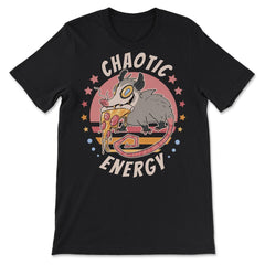 Chaotic Energy Opossum Funny Possum Eating Pizza design - Premium Unisex T-Shirt - Black