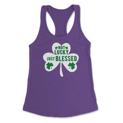 St Patrick's Day Shamrock Not Lucky Just Blessed graphic Women's - Purple