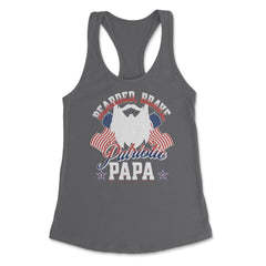 Bearded, Brave, Patriotic Papa 4th of July Independence Day graphic - Dark Grey