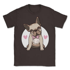 Cute French Bulldog With Hearts Bow Tie Frenchie Pet Owner design - Brown