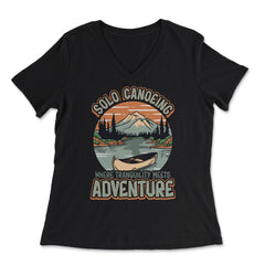 Solo Canoeing Where Tranquility Meets Adventure Canoeing graphic - Women's V-Neck Tee - Black