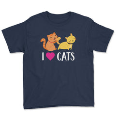 Funny I Love Cats Heart Cat Lover Pet Owner Cute Kitten product Youth - Navy