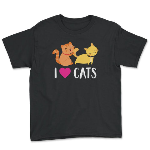 Funny I Love Cats Heart Cat Lover Pet Owner Cute Kitten product Youth - Black