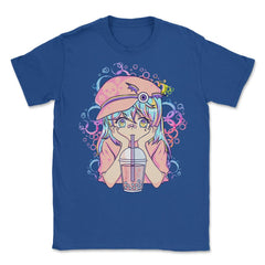 Anime Pastel Girl Drinking Bubble Tea Boba Lover Gift print Unisex - Royal Blue