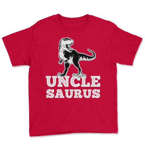 Funny Uncle Saurus T-Rex Dinosaur Lover Nephew Niece design Youth Tee - Red