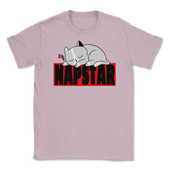 Funny Kawaii Kitten Sleeping Nap Star Cat print Unisex T-Shirt - Light Pink