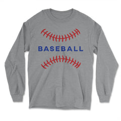 Baseball Lover Sporty Baseball Red Stitches Players Coach product - Long Sleeve T-Shirt - Grey Heather