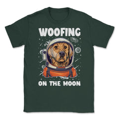Labrador Astronaut Woofing on the Moon Lab Puppy print Unisex T-Shirt - Forest Green