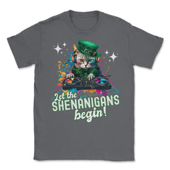 Let the Shenanigans Begin! DJ Cat Music St Patrick’s Humor design - Smoke Grey