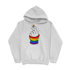 Gay Pride Flag K-Pop Love Hand Gift design Hoodie - White