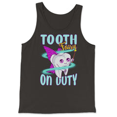 Tooth Fairy on Duty Funny Tooth with Magic Wand & Wings design - Tank Top - Black