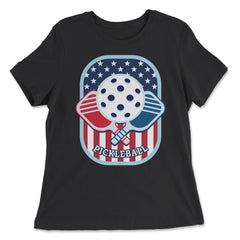 Pickleball 4th of July Freedom Patriotic Pickleball graphic - Women's Relaxed Tee - Black