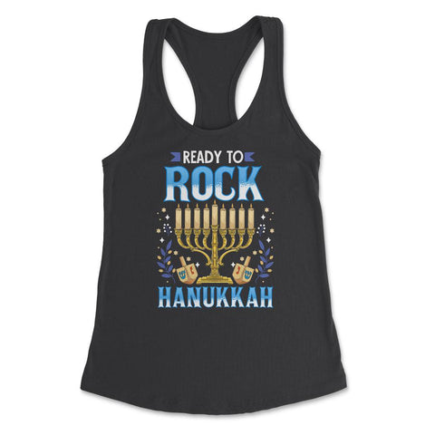 Ready To Rock Hanukkah Jewish Hanukah Holiday print Women's Racerback - Black