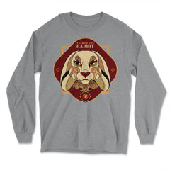 Chinese Year of Rabbit 2023 Chinese Aesthetic graphic - Long Sleeve T-Shirt - Grey Heather